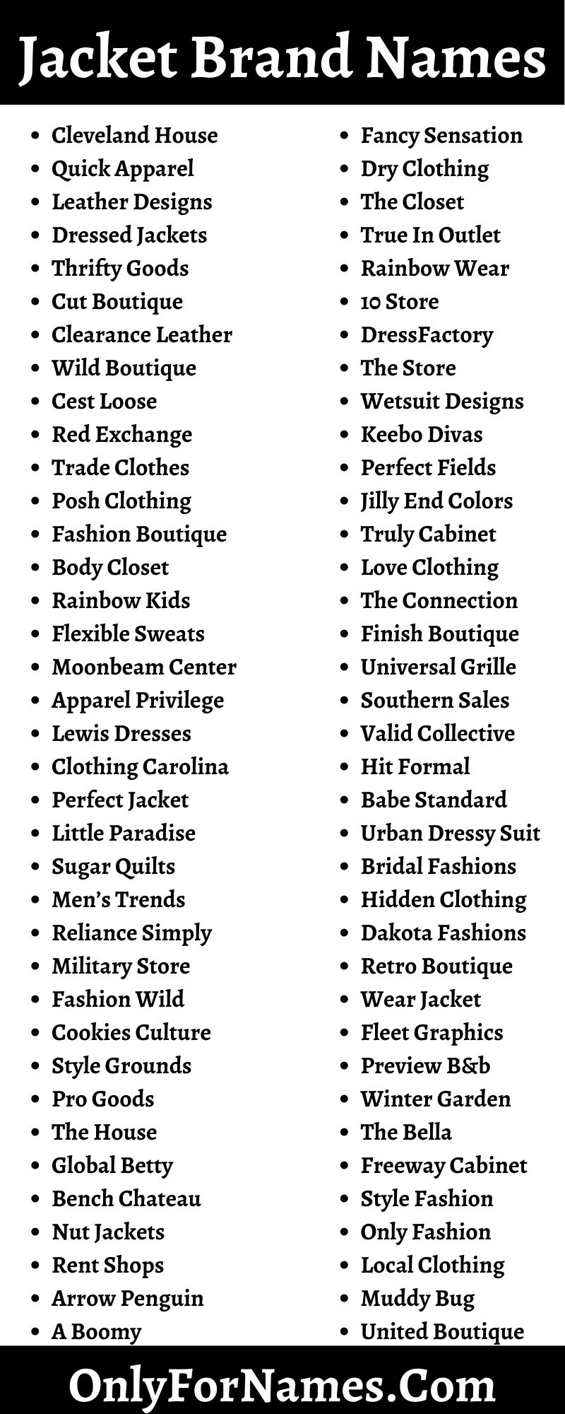 299+ Jacket Brand Names & Jacket Company Name Ideas