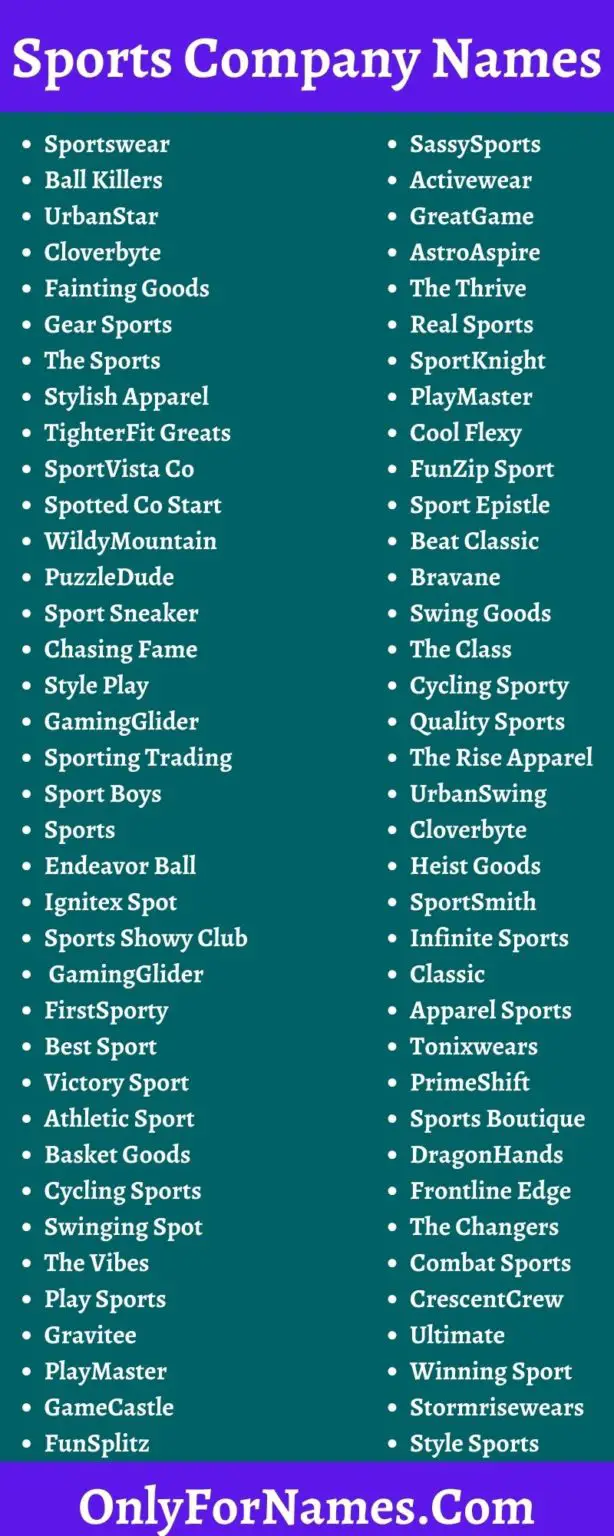 391 Sports Company Names Sports Brand Name Ideas