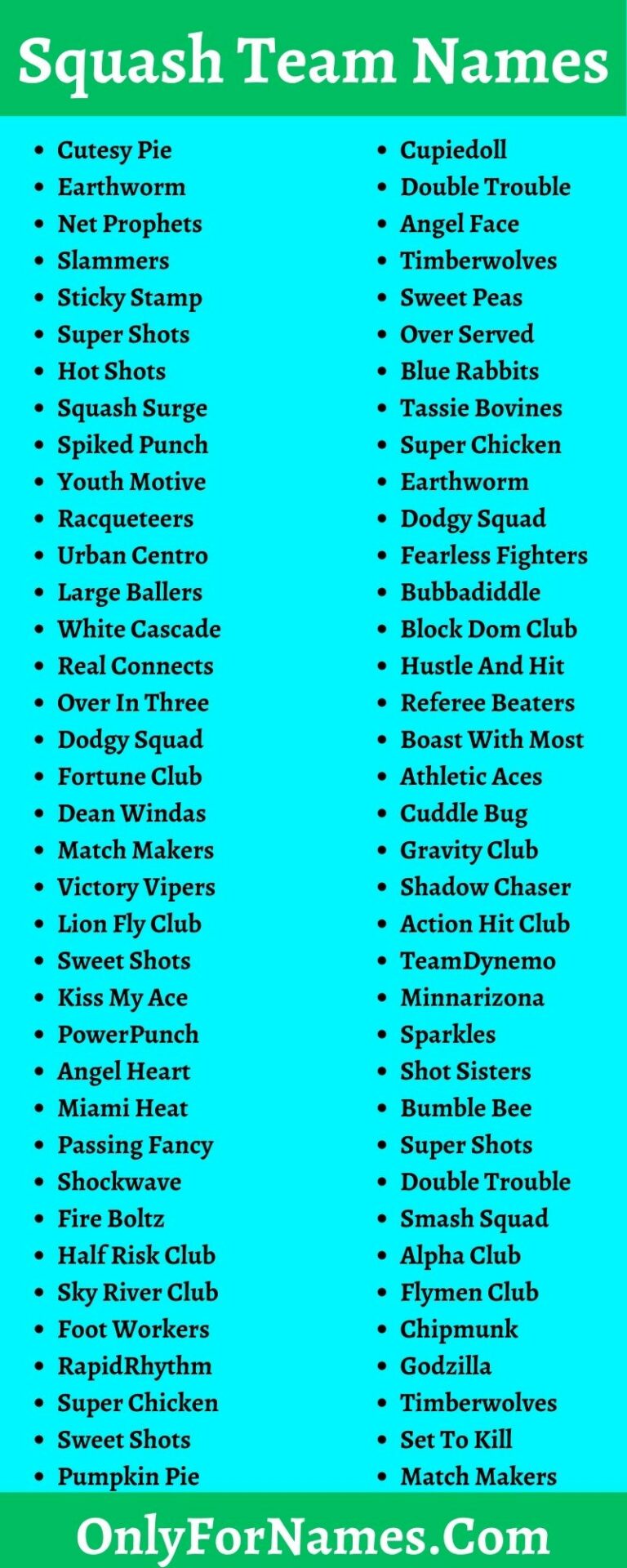 151+ Squash Team Names For Your Squash Team