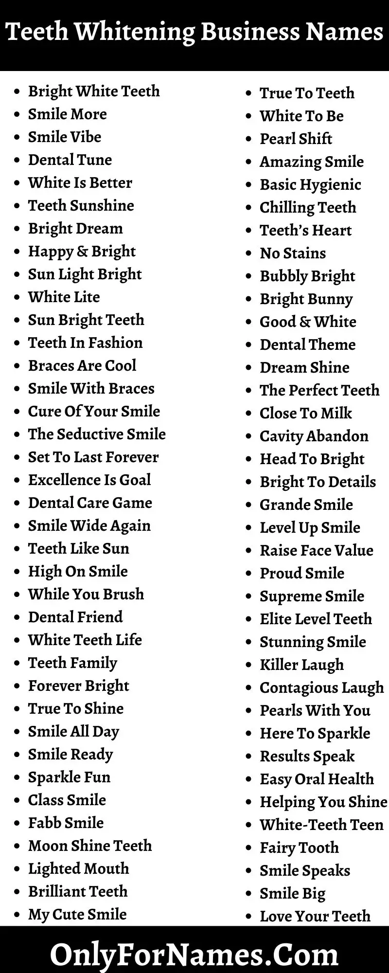 Teeth Whitening Business Names