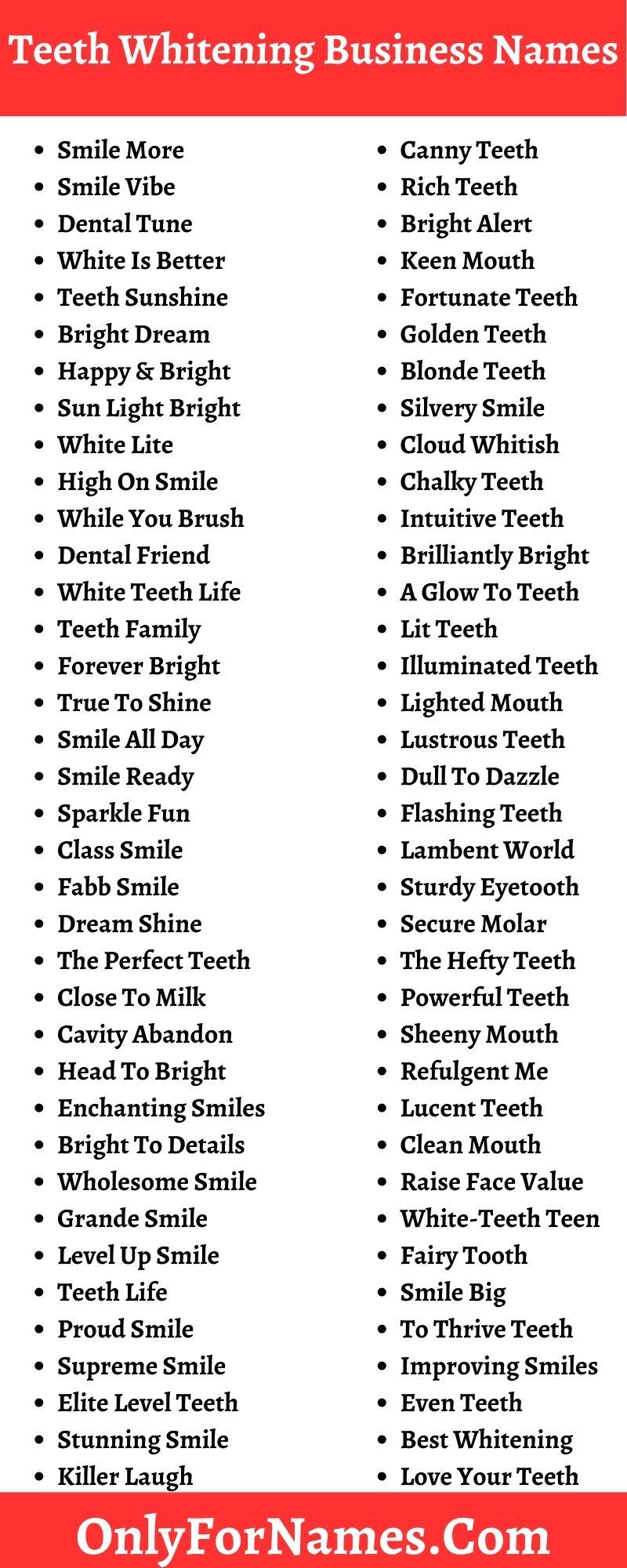 Teeth Whitening Business Names