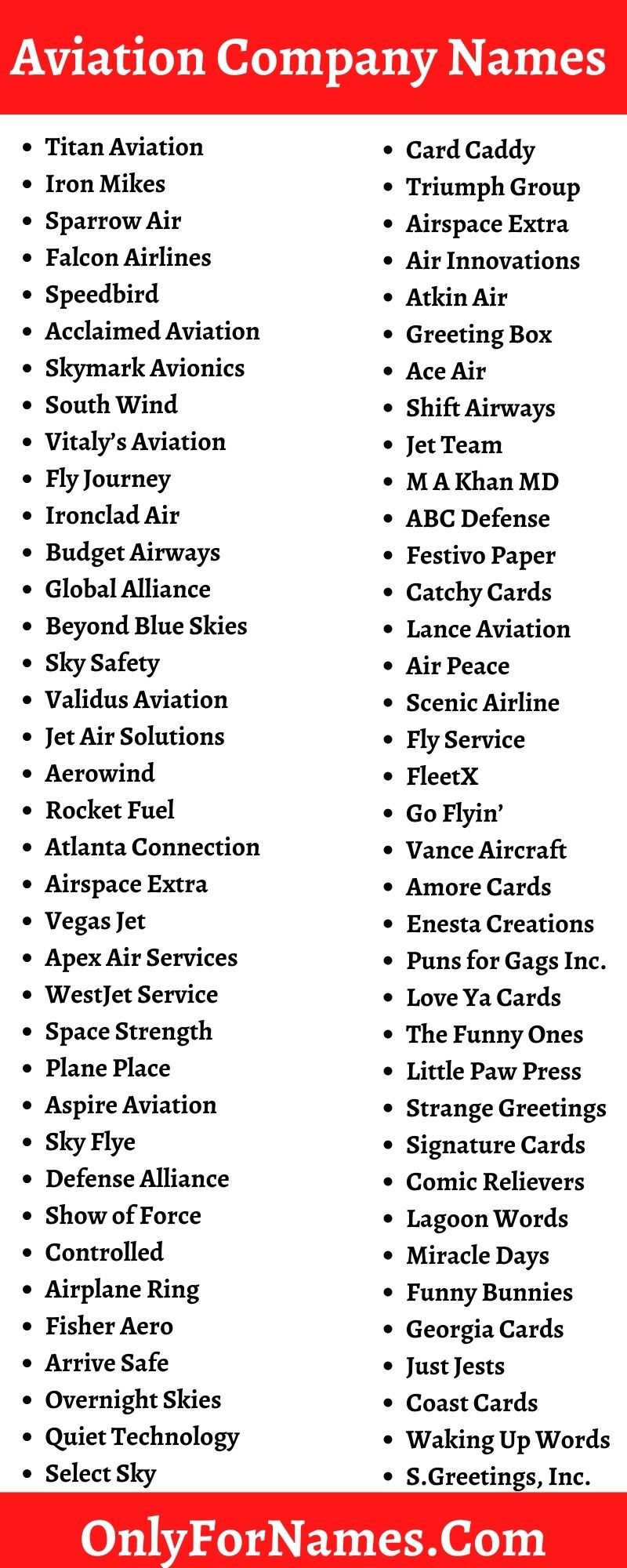 Aviation Company Names