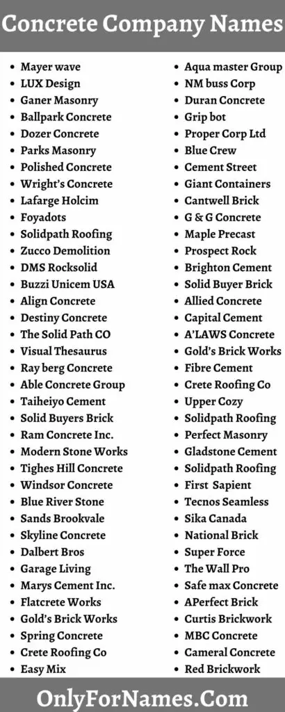 Concrete Company Names To Make Popular A Concrete Company   Concrete Company Names 1 410x1024 