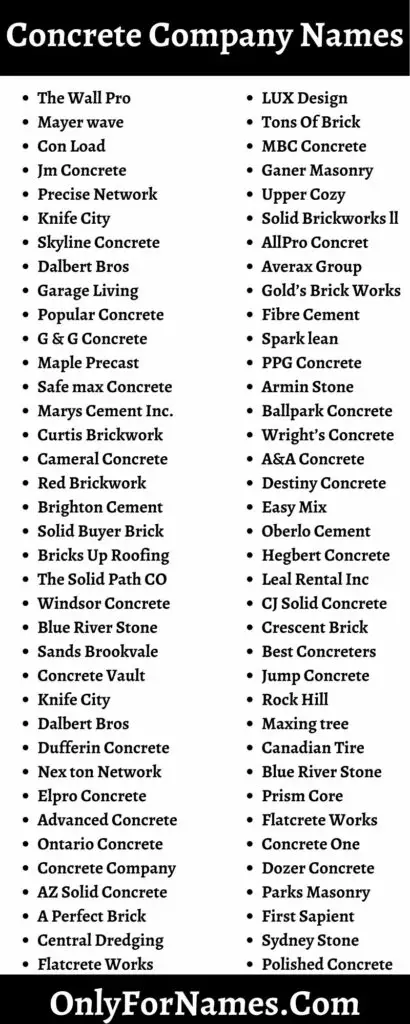 Concrete Company Names To Make Popular A Concrete Company