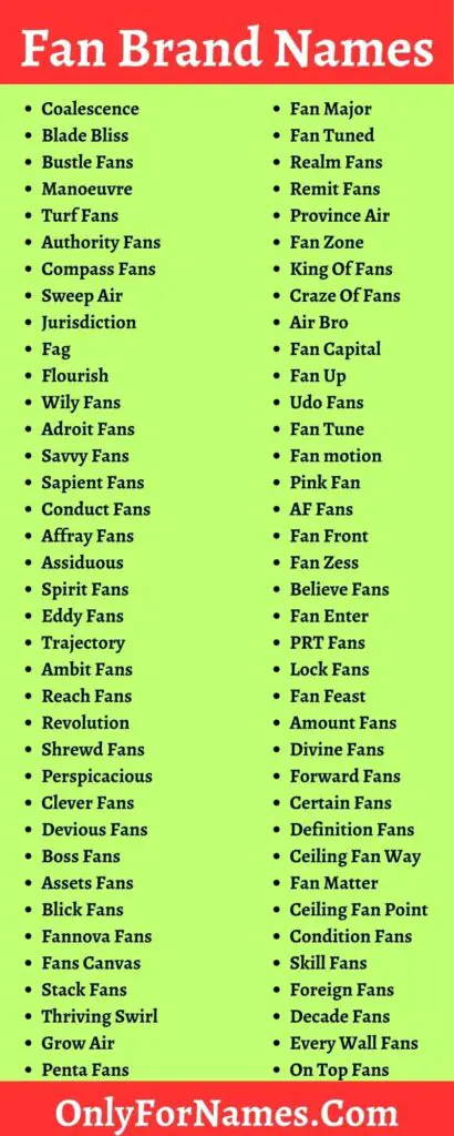 280+ Fan Brand Names & Fan Business Name Ideas To Grow