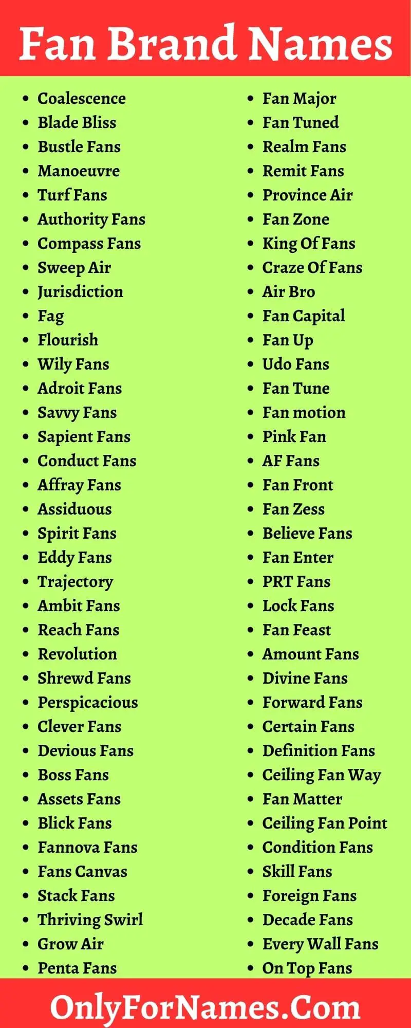 Fan Brand Names