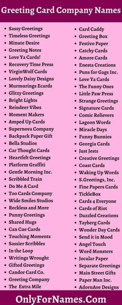 460+ Greeting Card Company Names & Suggestions Also