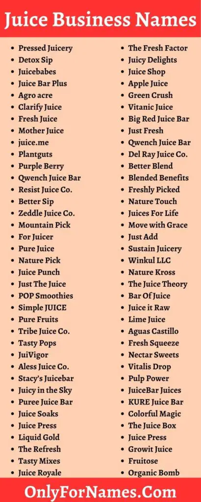 Juice Business Names & Smoothie Brand Names To Stand Out