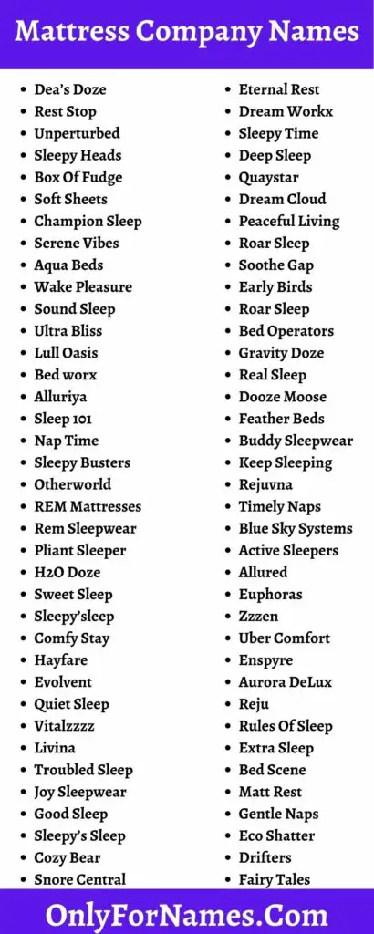 350+ Mattress Company Names To Attract Customers Properly