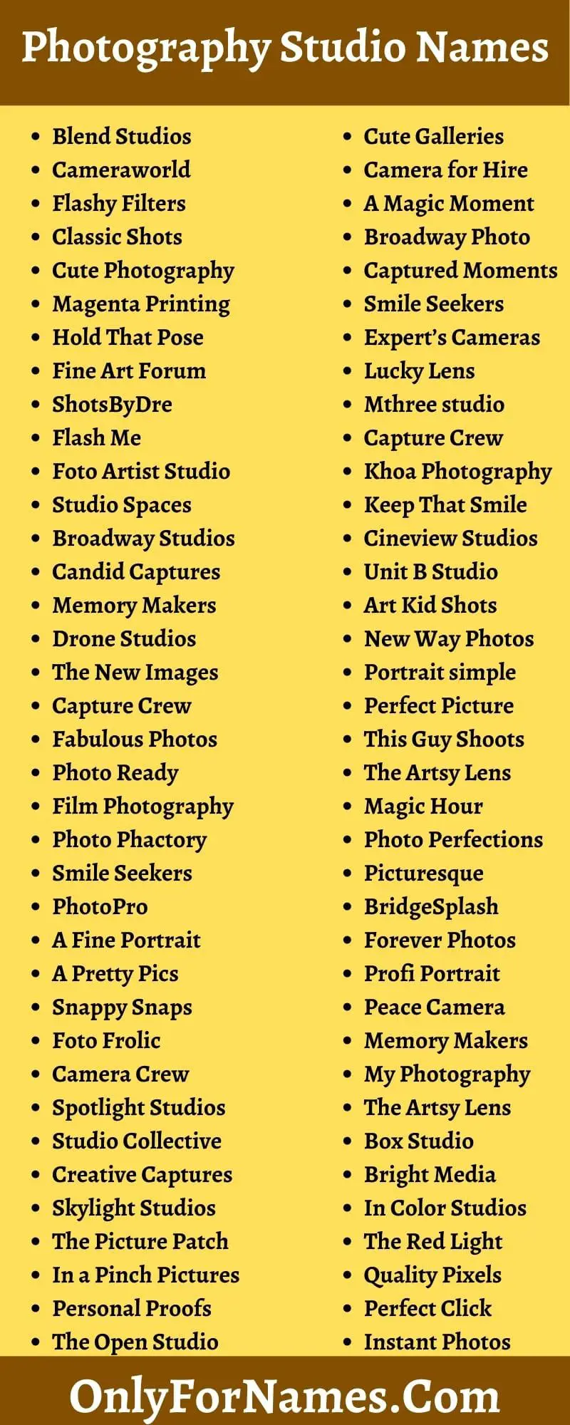 Photography Studio Names