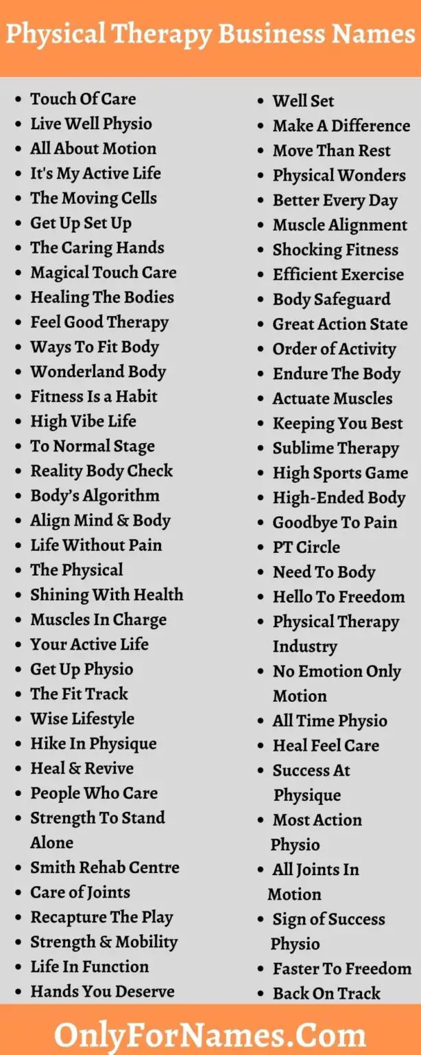 Good Physical Therapy Business Names