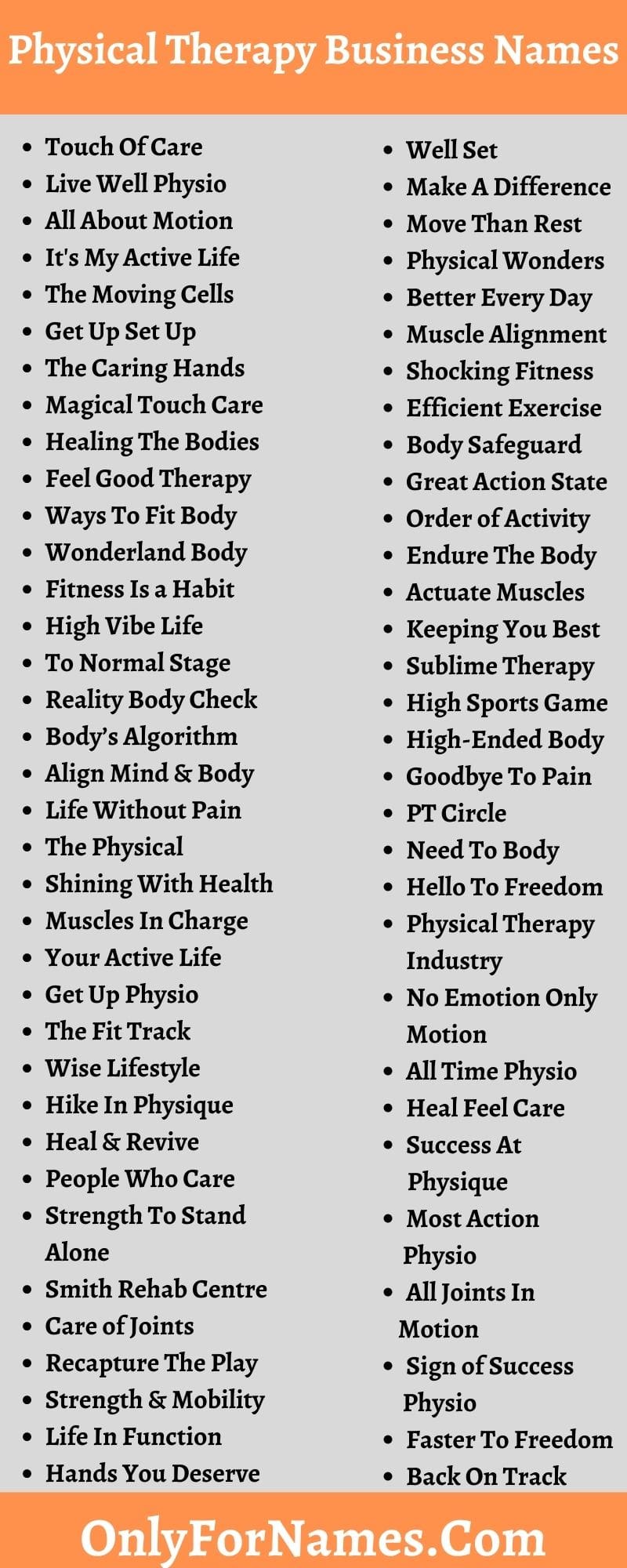 Physical Therapy Business Names