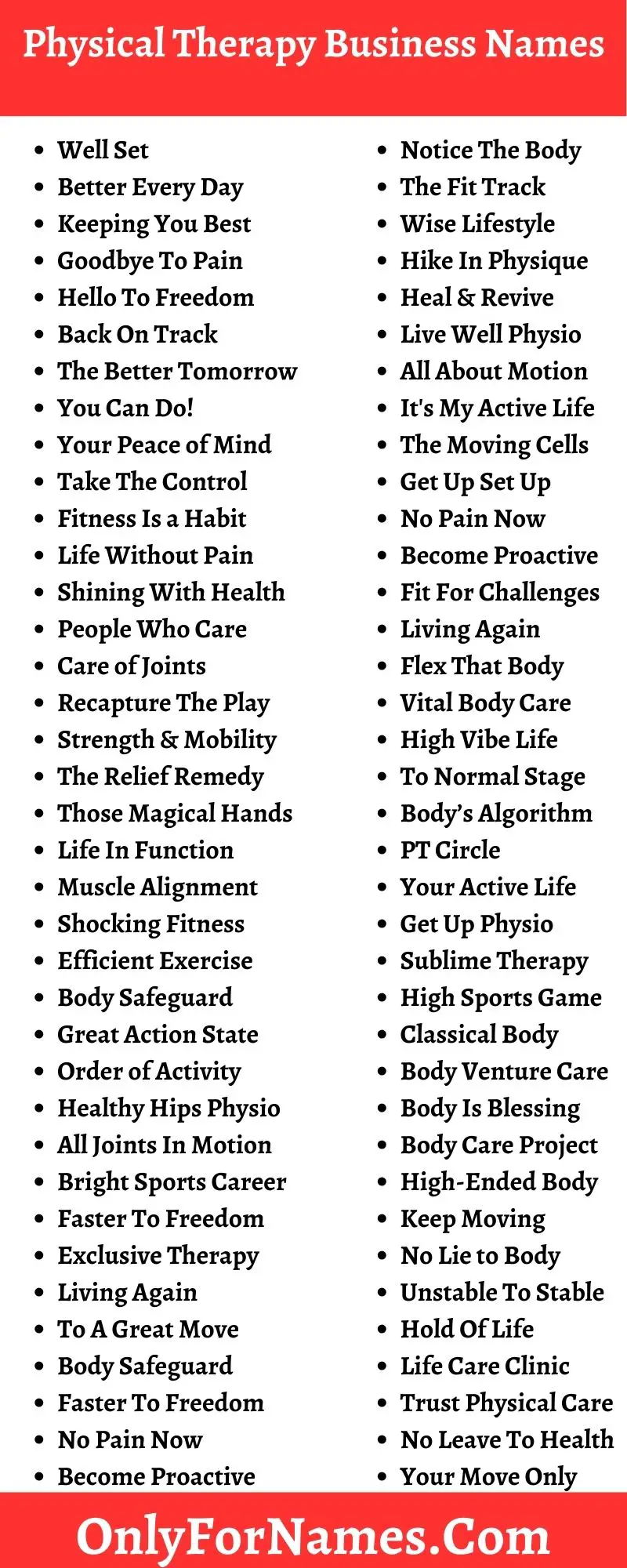 Physical Therapy Business Names