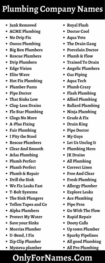 339+ Plumbing Company Names Ideas To Stand Out