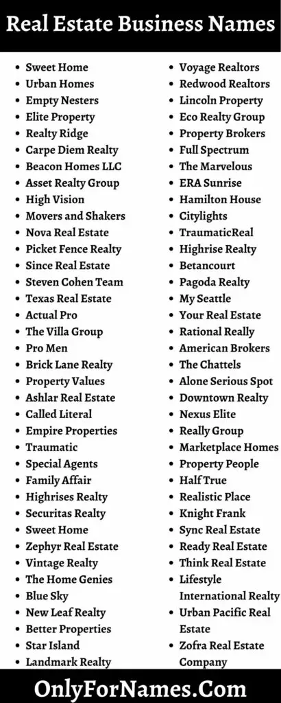 301 Real Estate Business Names & Property Business Name Ideas