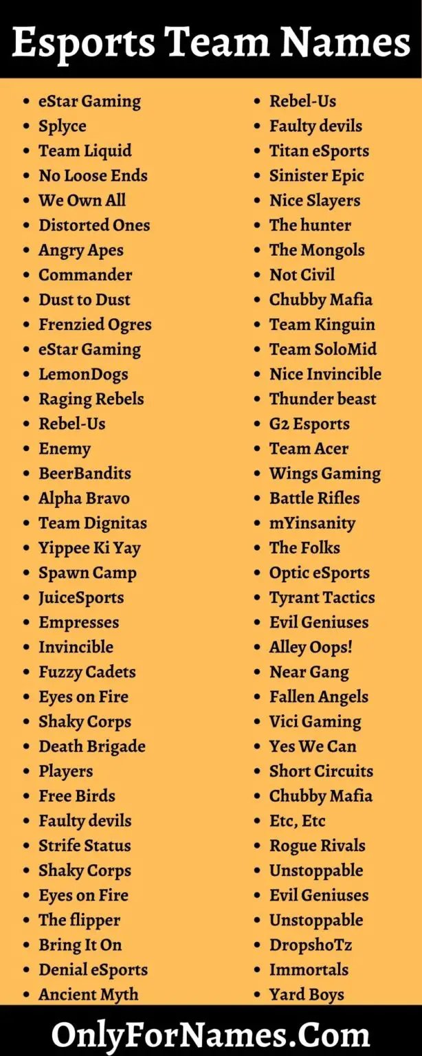 309+ Esports Team Names For Newly Created Esports Team