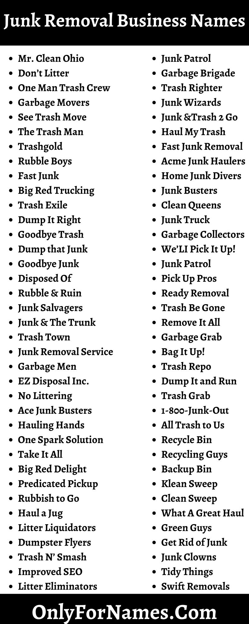 409+ Junk Removal Business Names To Give Fast Services