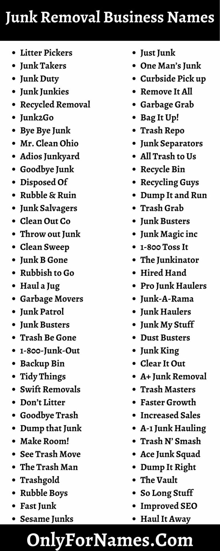 409+ Junk Removal Business Names To Give Fast Services