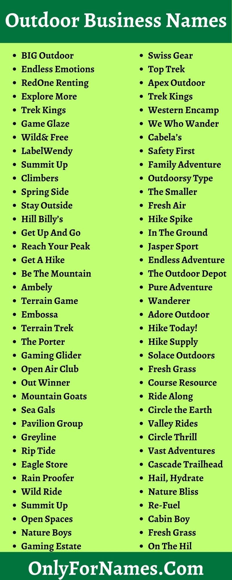 Outdoor Business Names