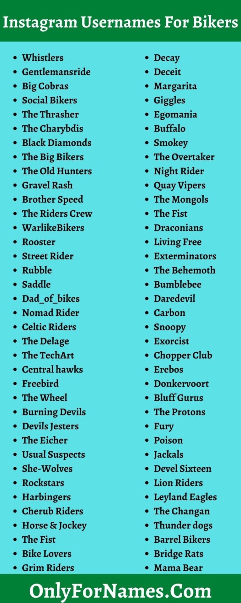 280+ Instagram Usernames For Bikers To Get More Followers