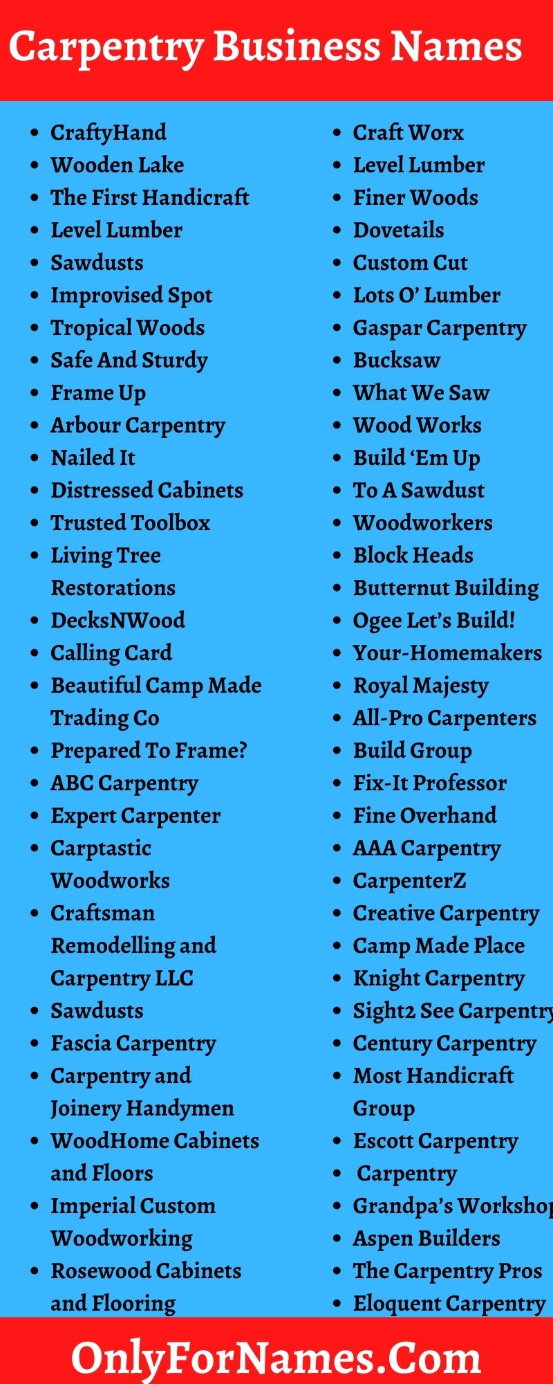 199+ Carpentry Business Names To Attracts More Customers