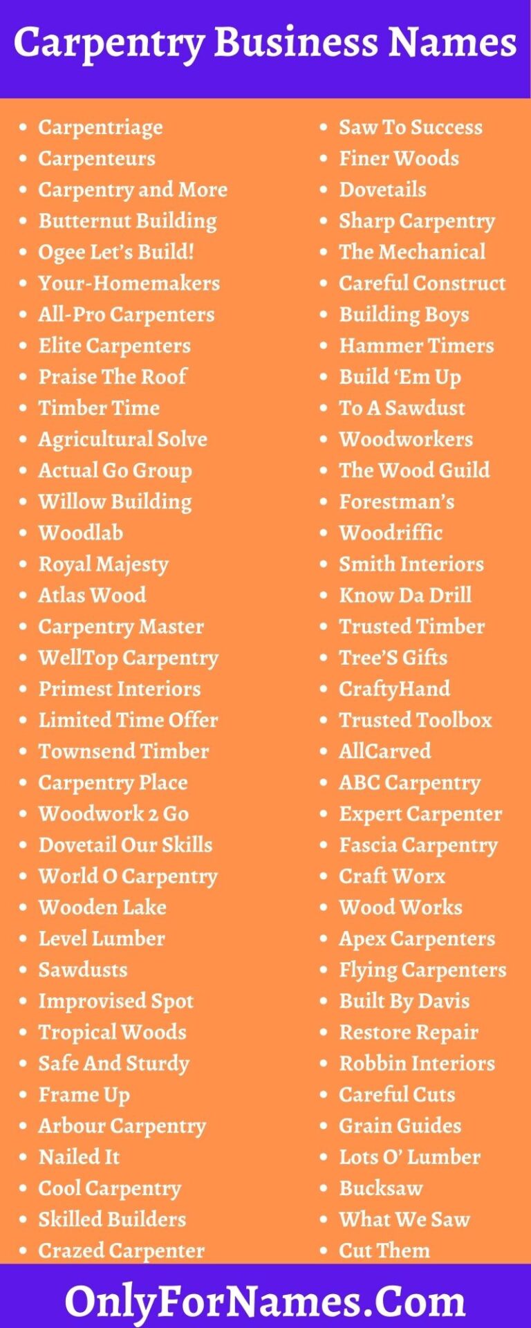 269+ Carpentry Business Names To Attracts More Customers