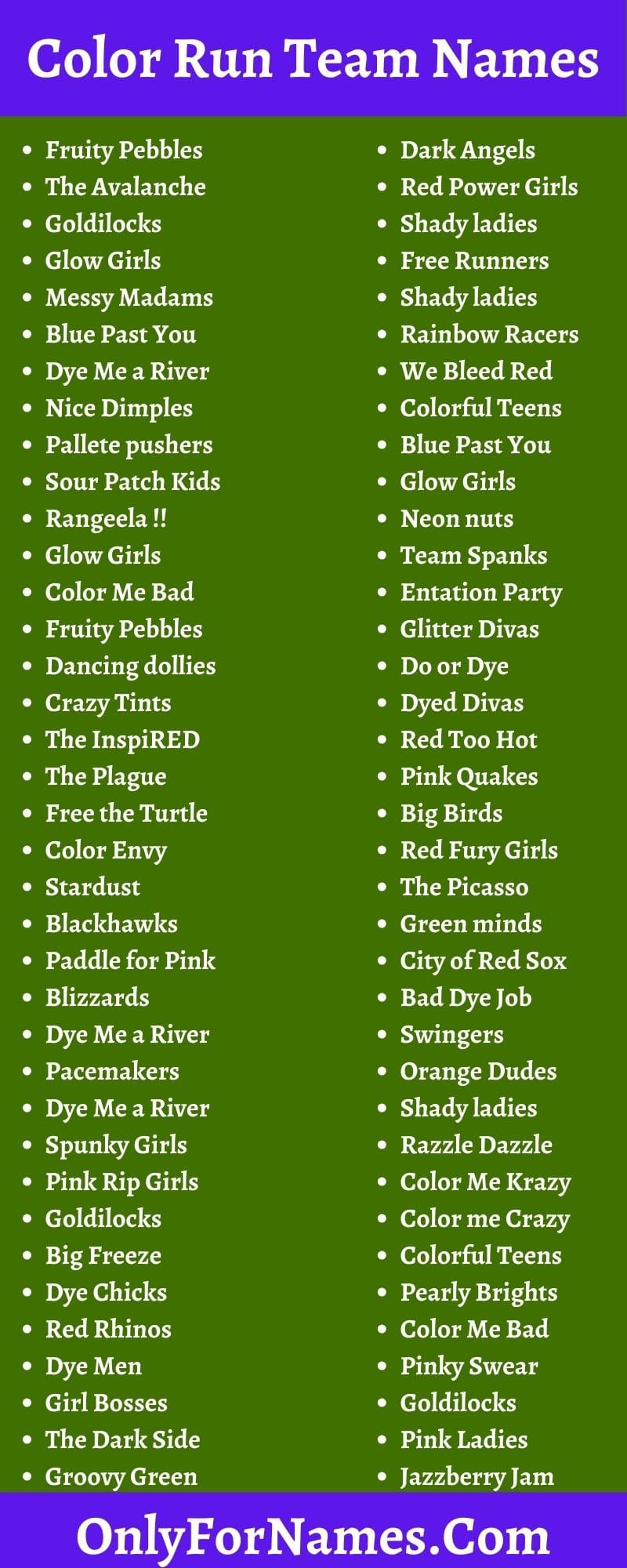 Color Run Team Names Running Team Names For Color Run