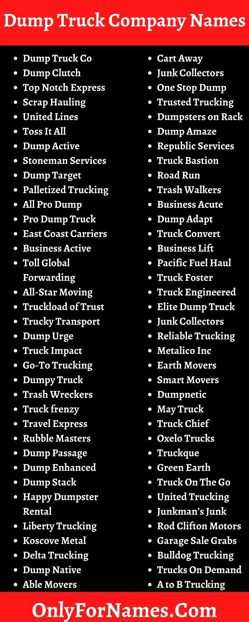 Dump Truck Company Names