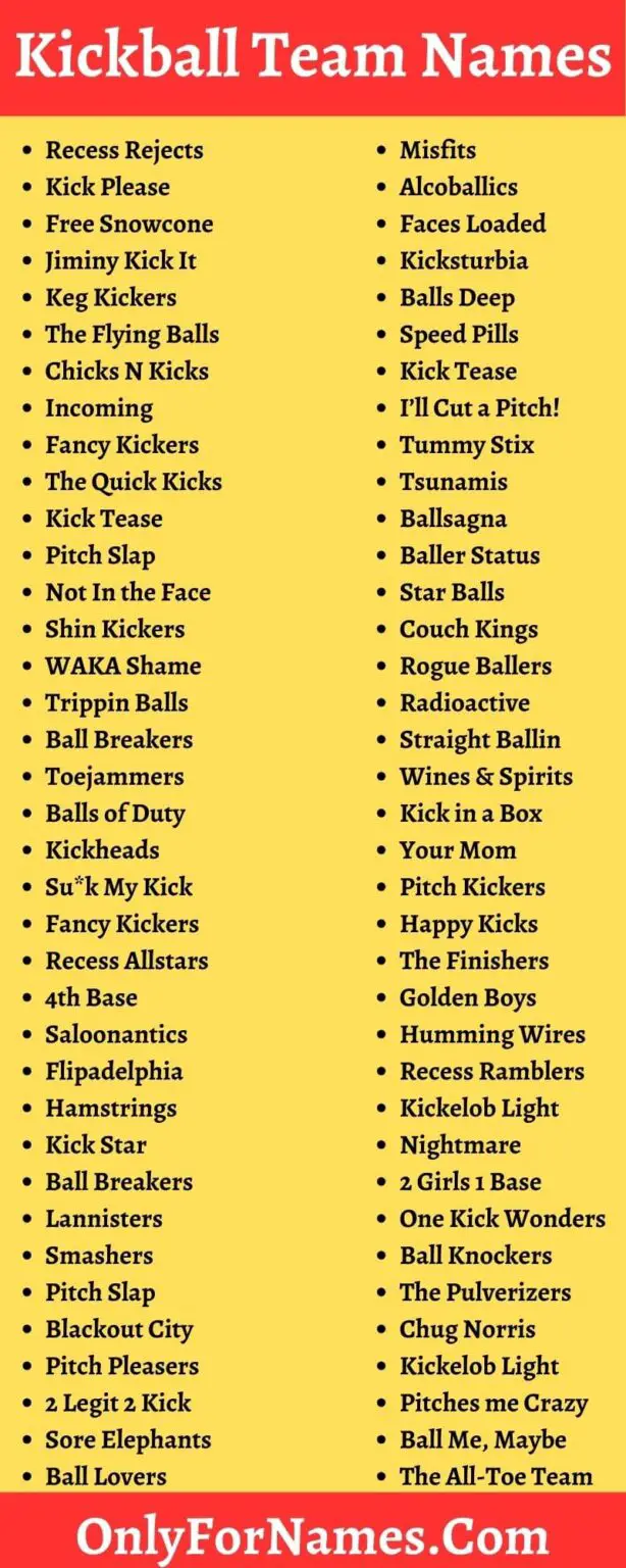 371 Kickball Team Names For Cool, Catchy, & Funny Kickball Team