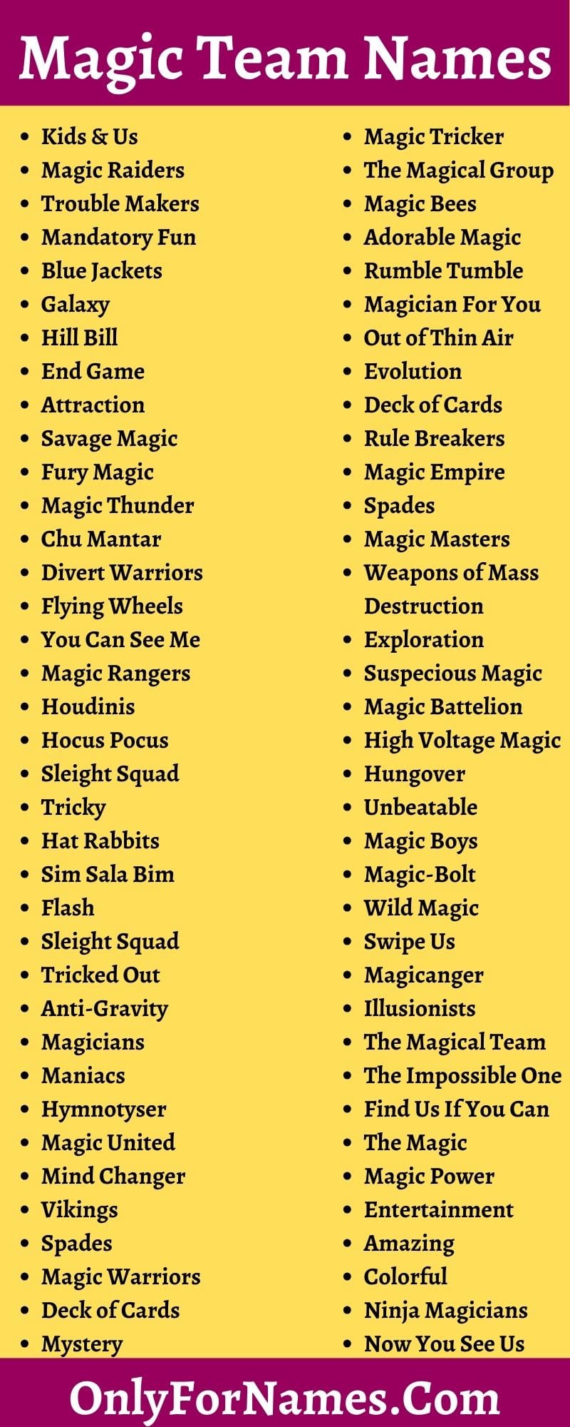 Magic Team Names