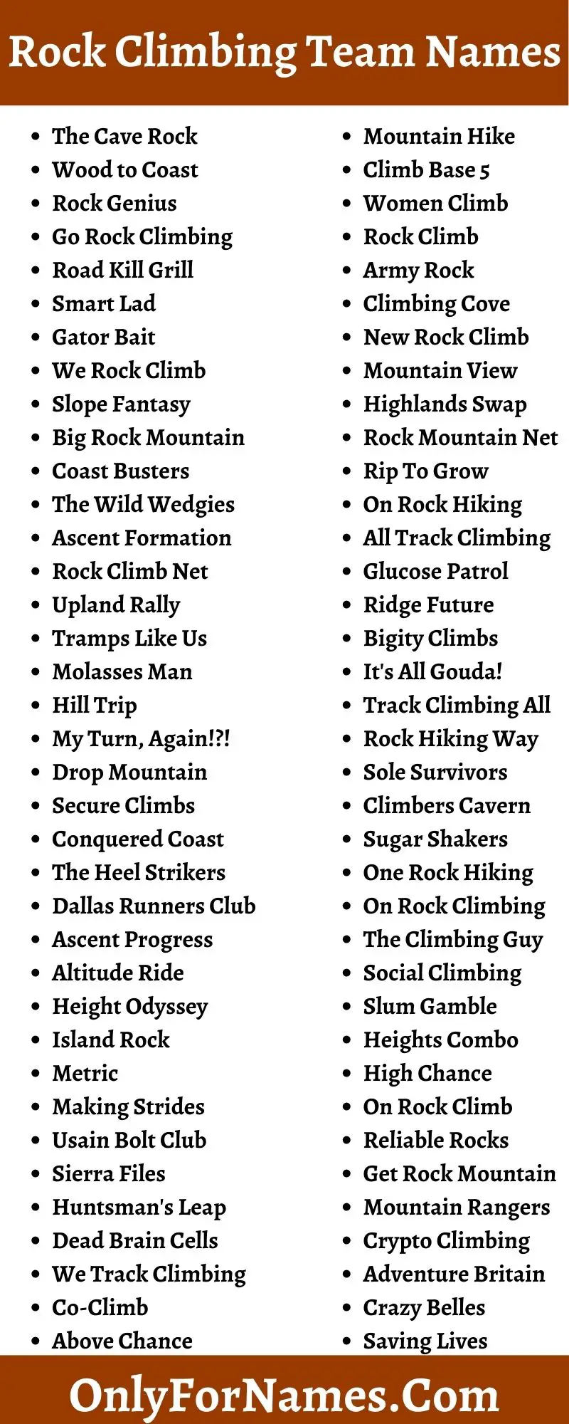 Rock Climbing Team Names