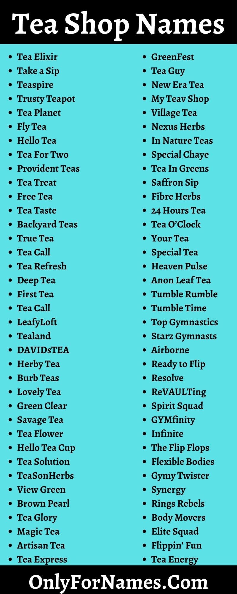 Tea Shop Names