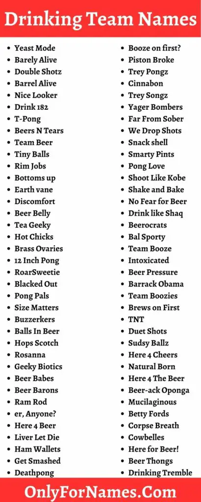 4th of july drinking team names