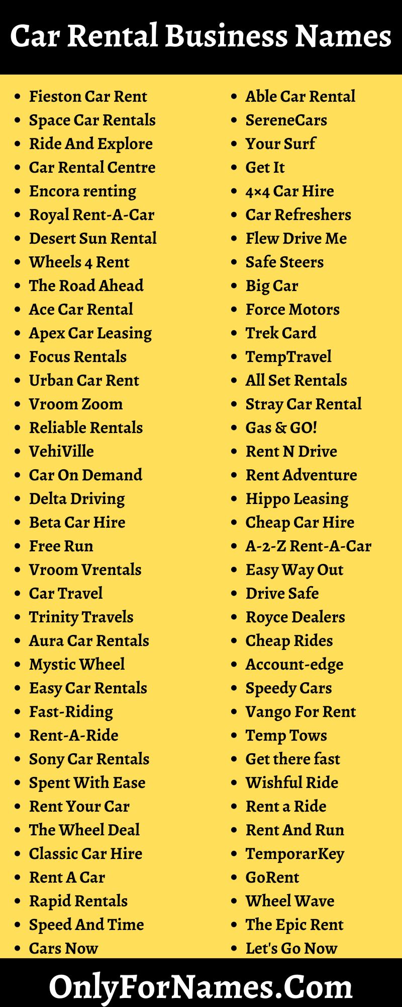 Car Rental Business Names