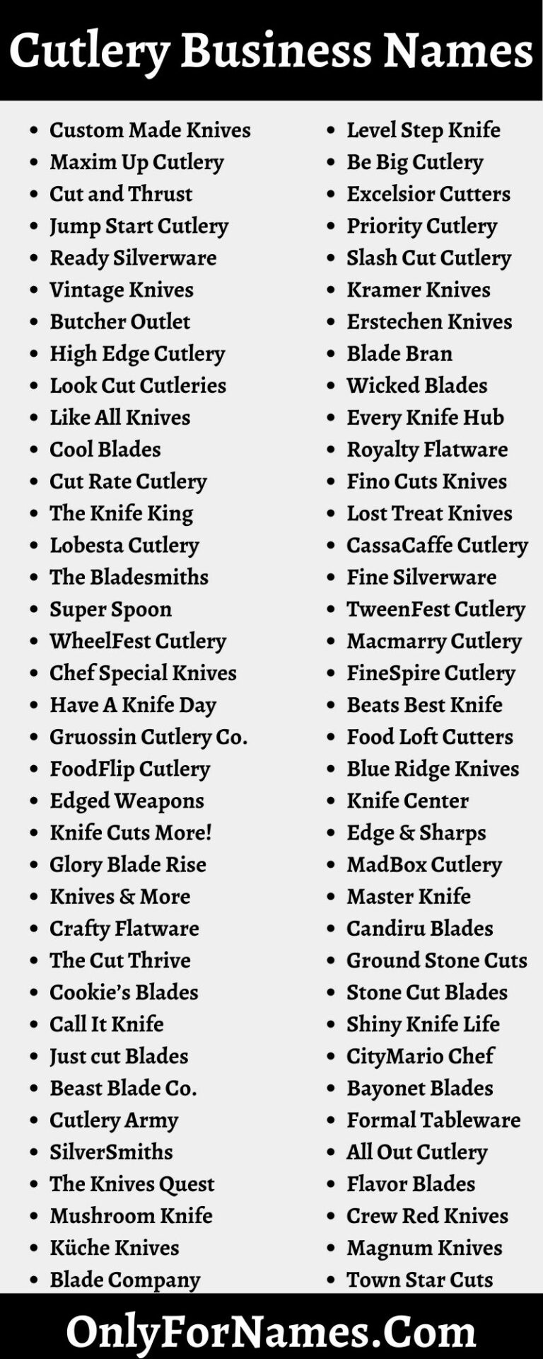 Cutlery Business Names For Your New Cutlery Business