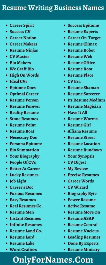 name for resume writing business