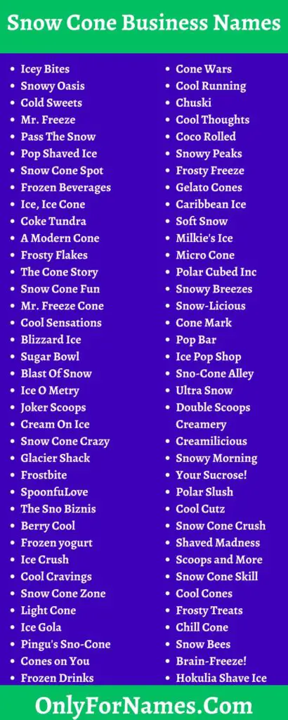 309+ Snow Cone Business Names To Spread Out More