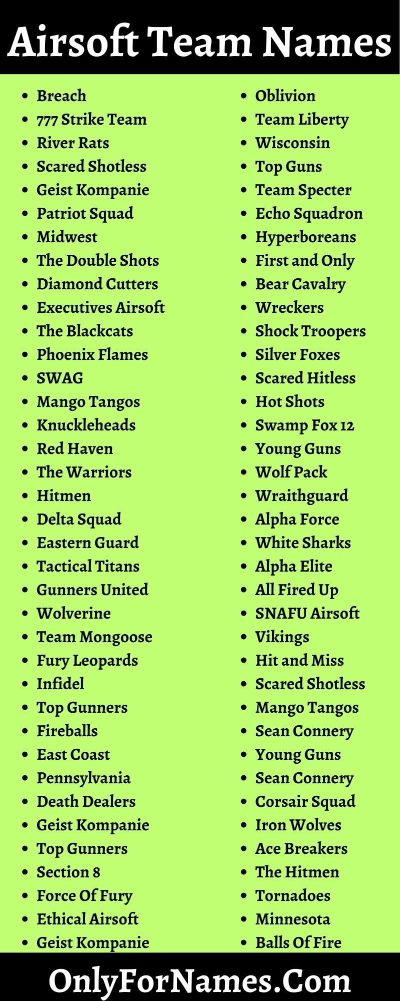 Airsoft Team Names