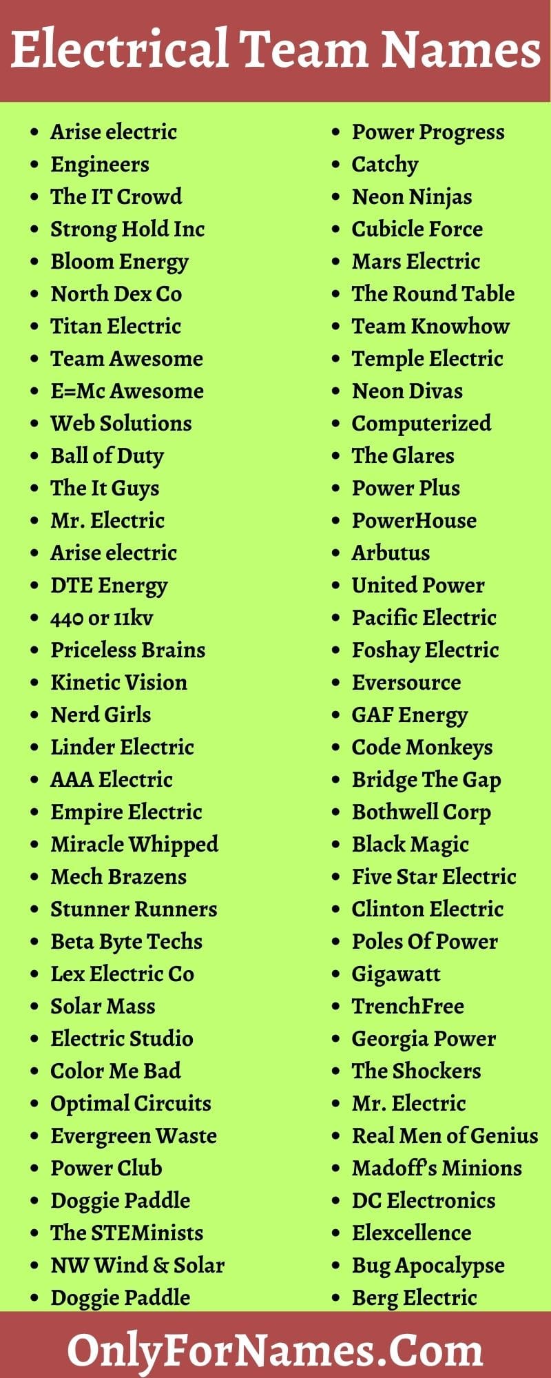 Electrical Team Names