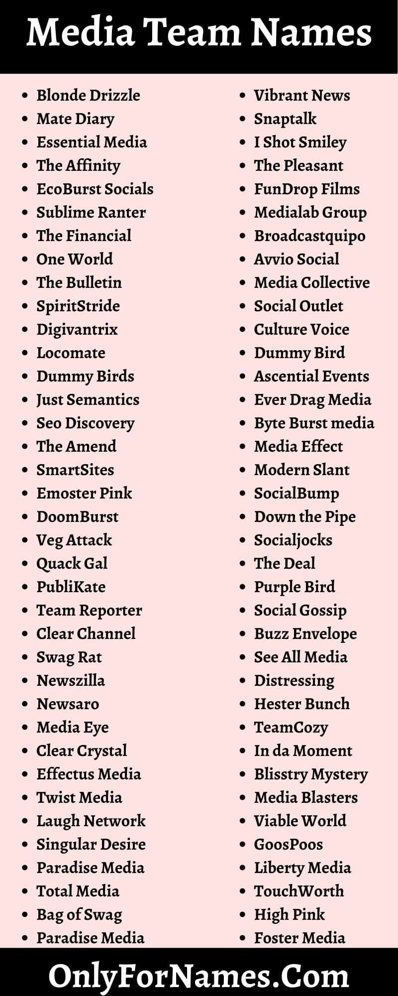 297+ Media Team Names To Make It Popular