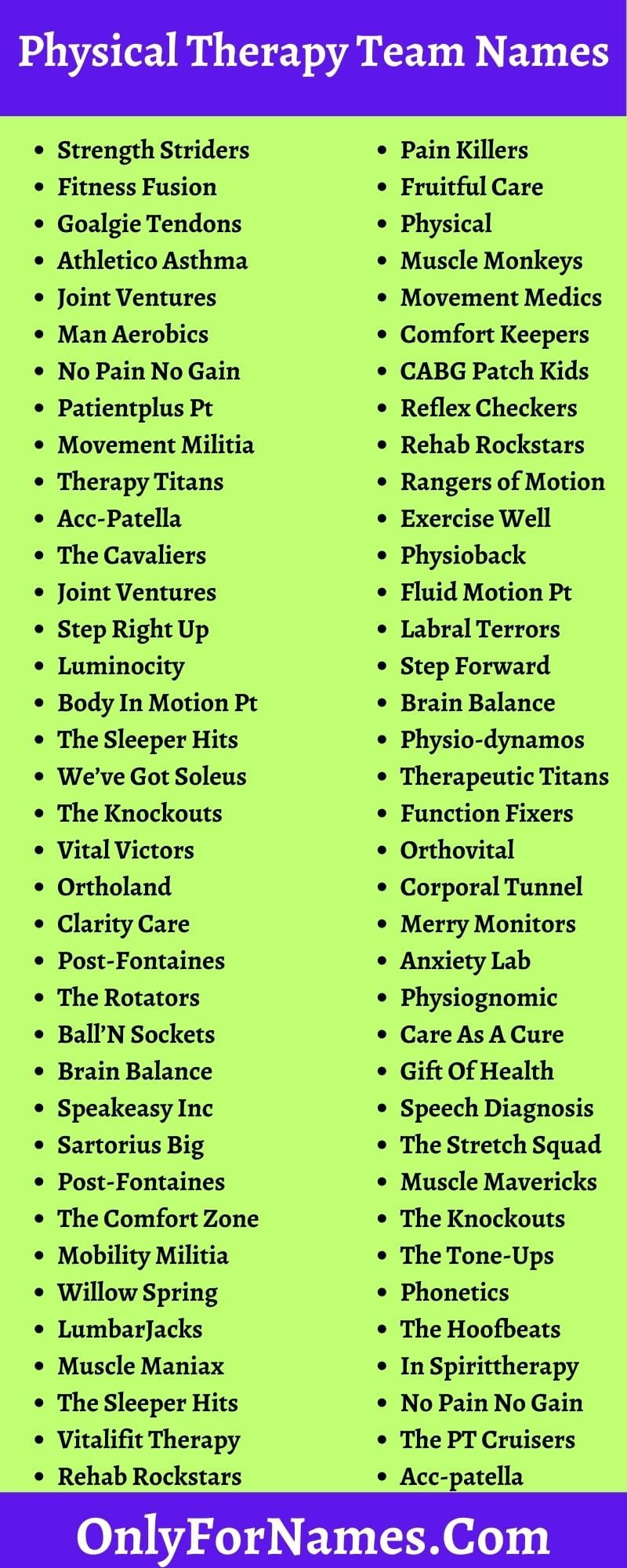 300 Physical Therapy Team Names For Serving Physical Therapy