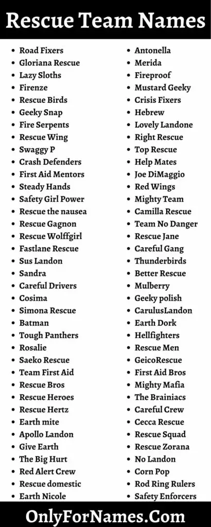 300 Rescue Team Names To Inspire Team Members