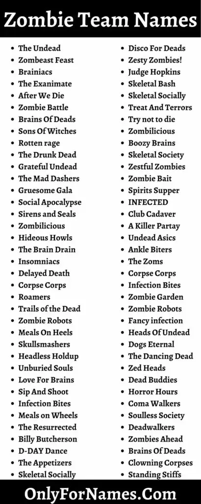 310 Zombie Team Names To Scare Off People