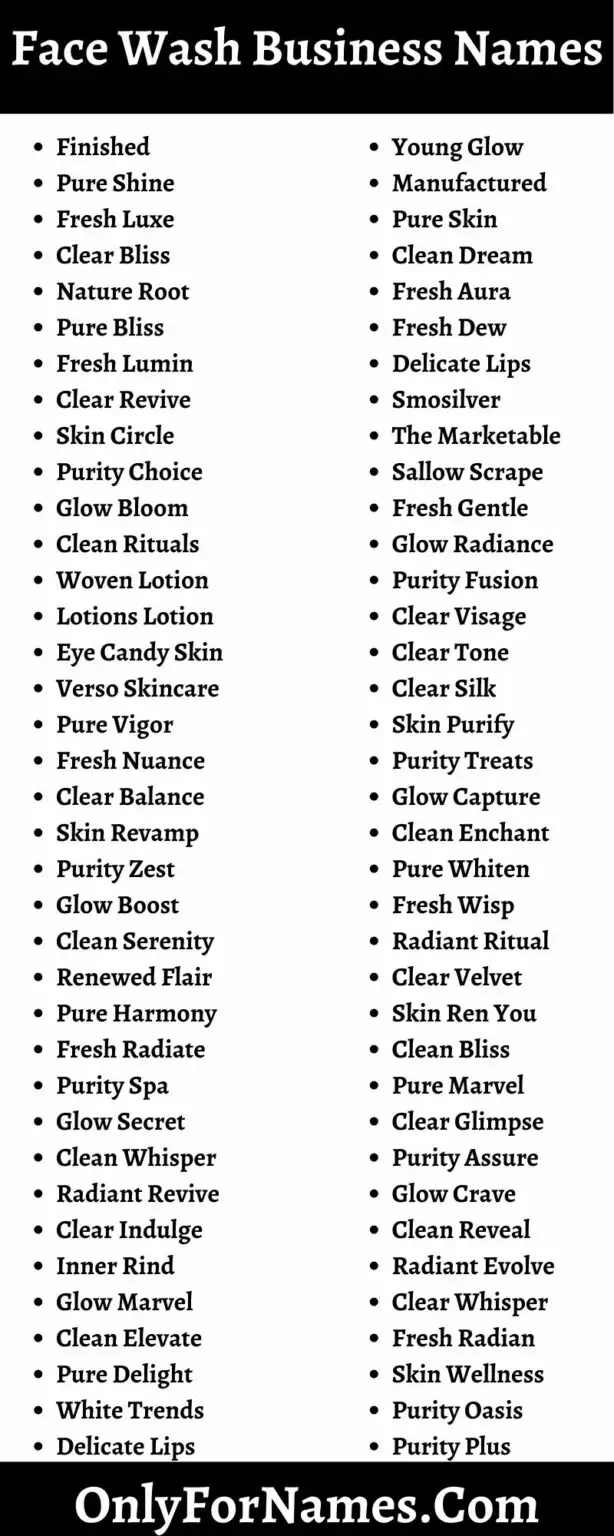 Face Wash Business Names To Grow Your Business » Only For Names