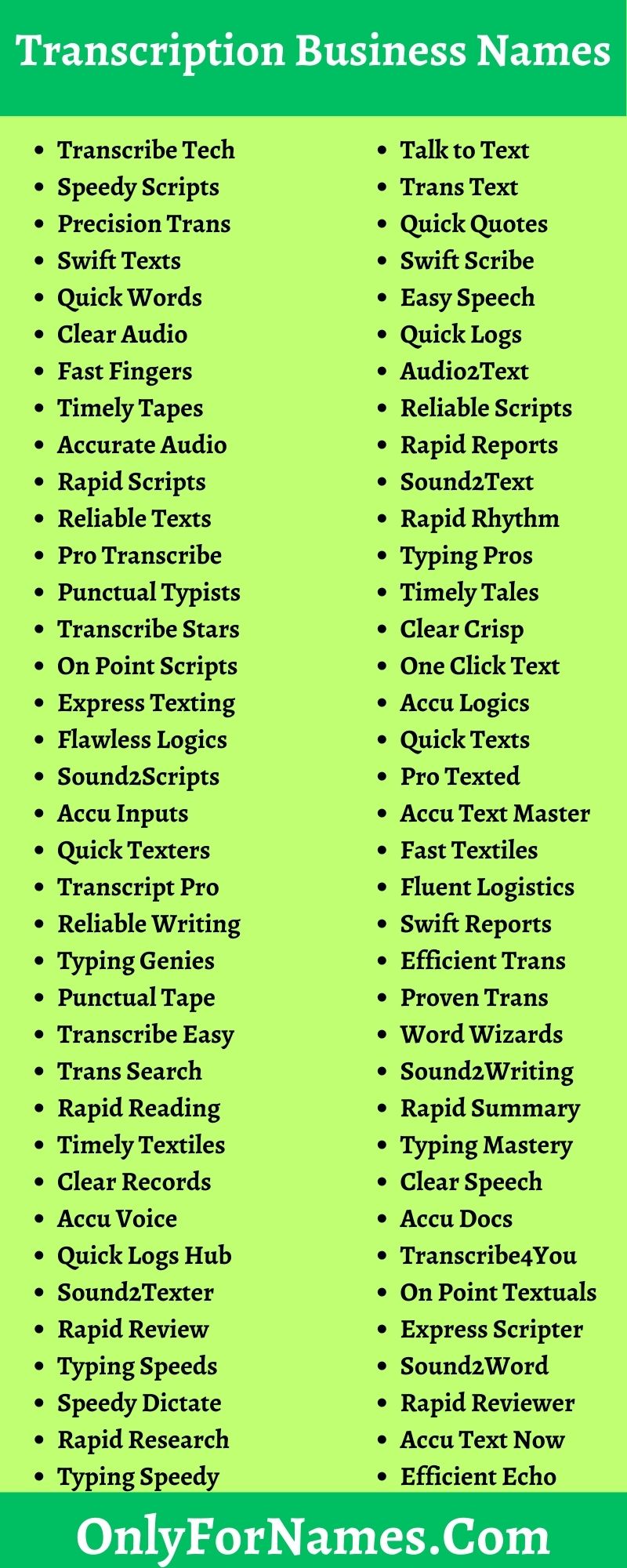 Transcription Business Names