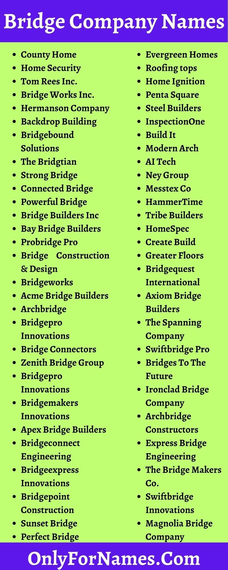 Bridge Company Names