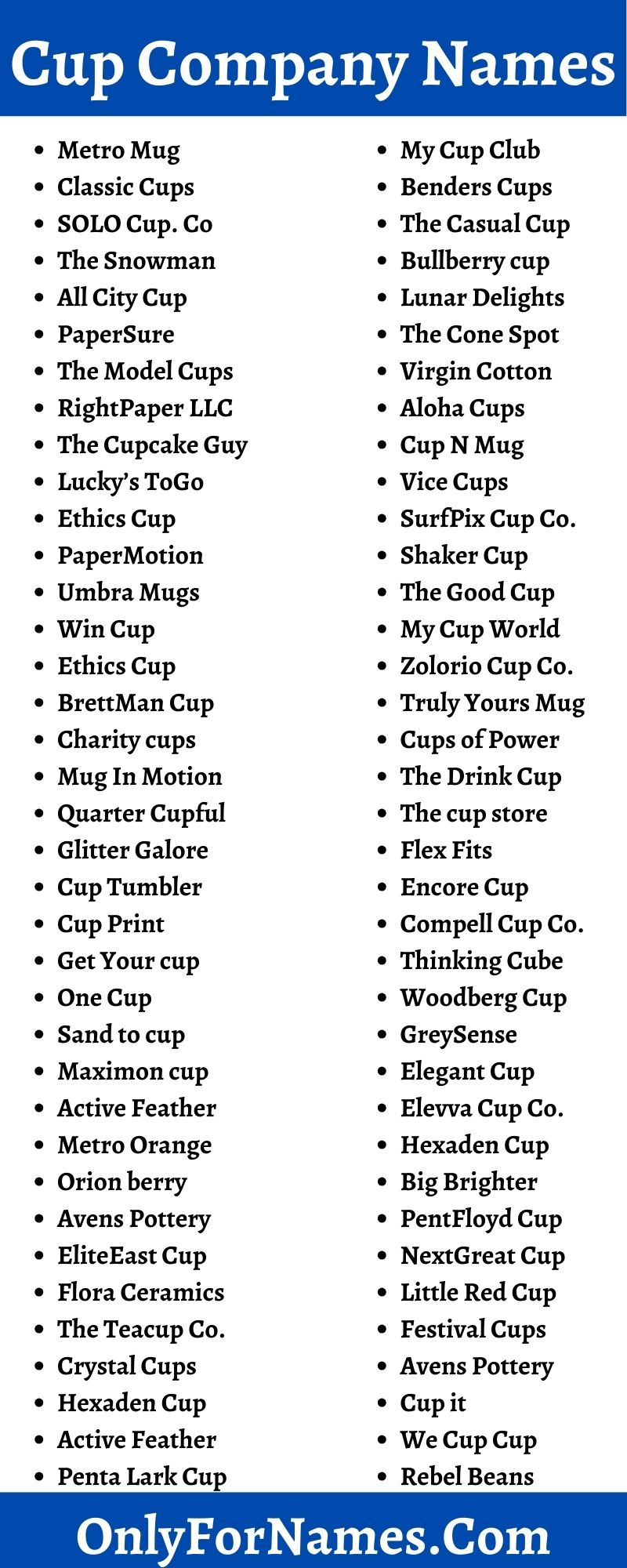 Cup Company Names