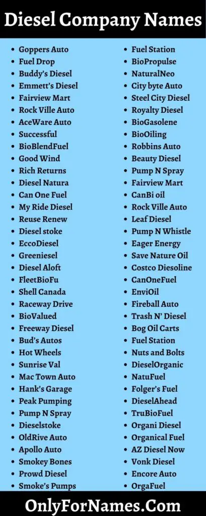 249+ Diesel Company Names To Stand Up With That