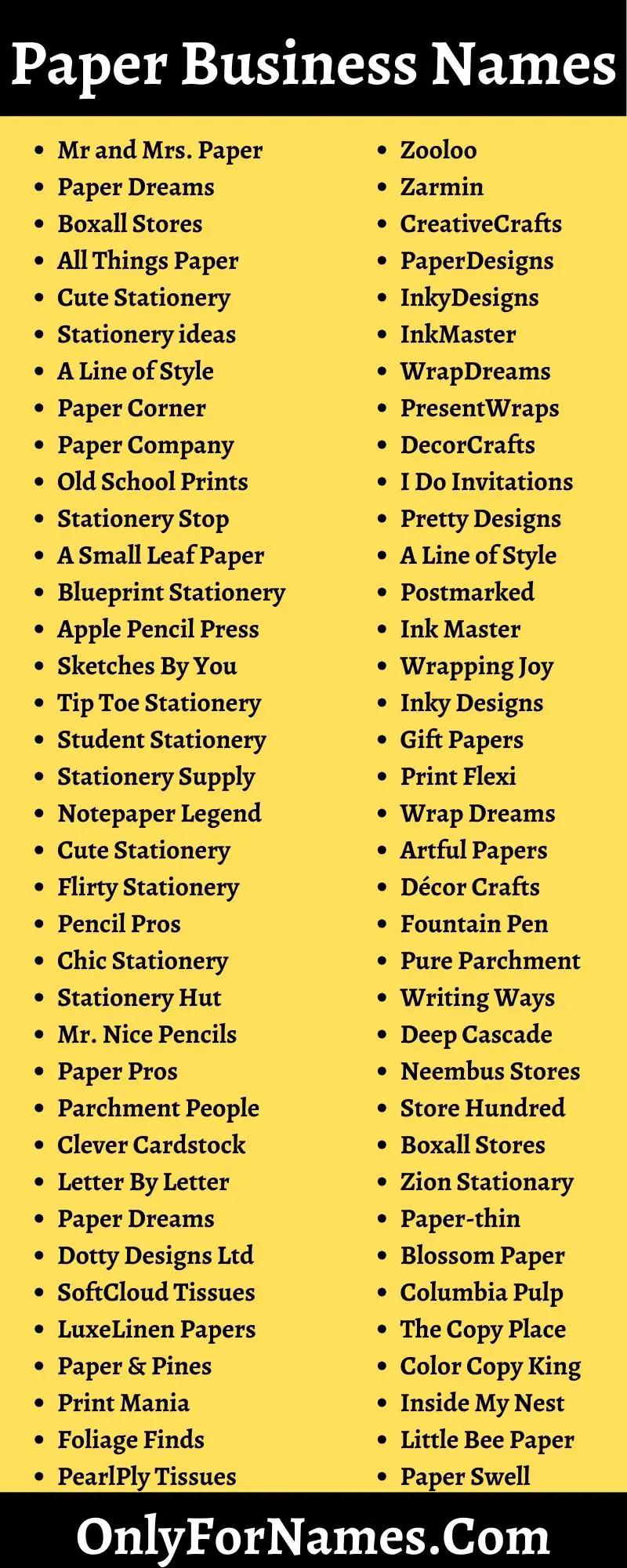 Paper Business Names