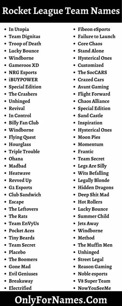 298+ Rocket League Team Names To Make It Popular